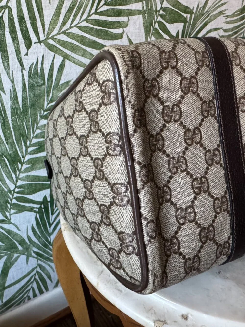 Vintage Gucci GG Monogram Web Stripe Boston Satchel - Picture 15 of 16